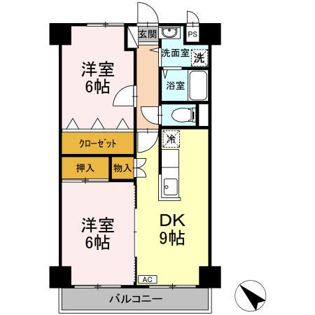 クレッセ(2DK/3階)の間取り写真