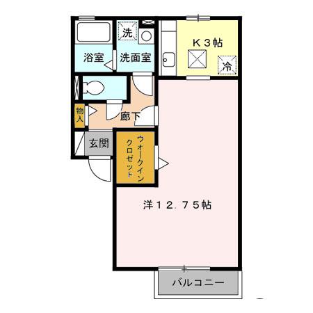 フォンティーヌA(1K/1階)の間取り写真