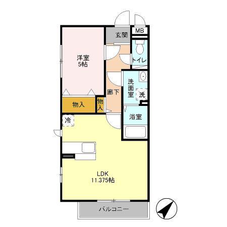 メゾン・レ・シエル(1LDK/3階)の間取り写真