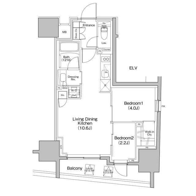 ザ・パークハビオ大森町(2LDK/9階)の間取り写真