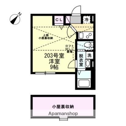 ベイルームグロース桜ヶ丘(1K/2階)の間取り写真