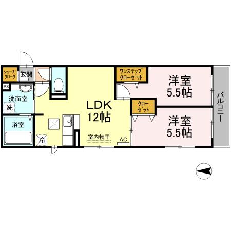 センチュリーハイムあかね台(2LDK/1階)の間取り写真