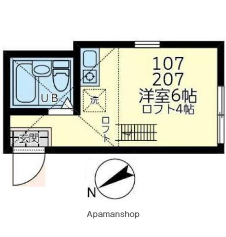 ユナイト塩浜ジョセフィンベーカー(ワンルーム/2階)の間取り写真