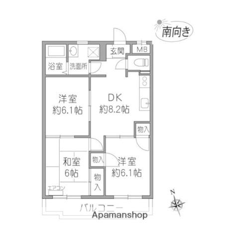 ラークハイツ座間(3DK/3階)の間取り写真