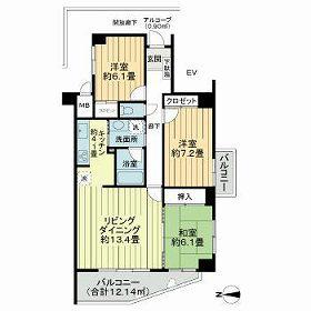 エクステ大倉山 B棟(3LDK/2階)の間取り写真