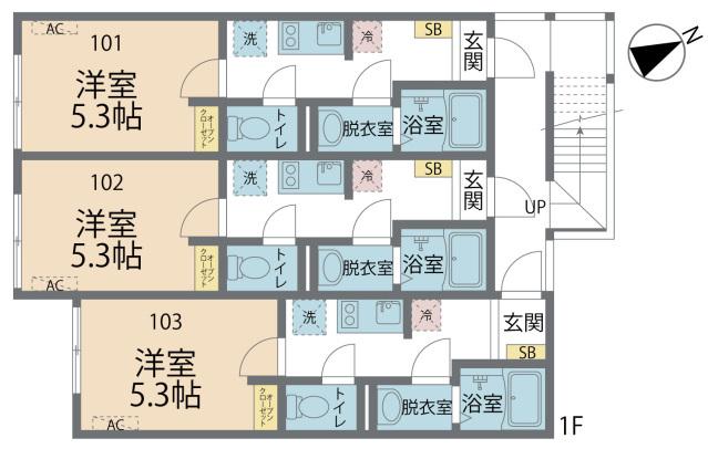 カインドネス相模原氷川町(1K/1階)の間取り写真