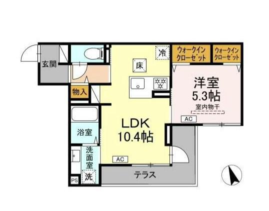 シェーンブルーメ横浜(1LDK/1階)の間取り写真