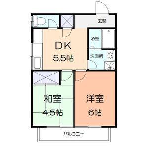 ニューハイム羽沢(2K/2階)の間取り写真