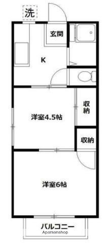 パナハイツ田中(2K/1階)の間取り写真