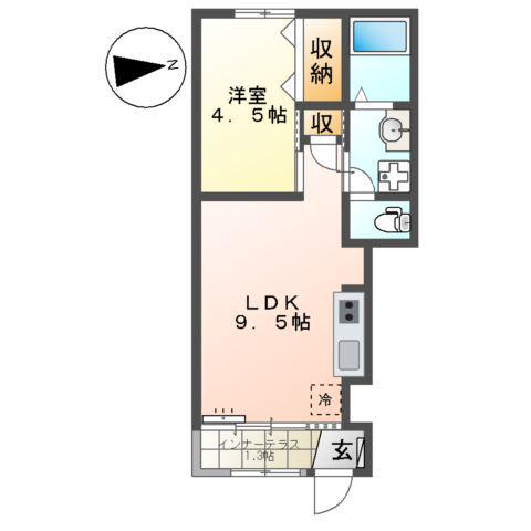 ククナSO(1LDK/1階)の間取り写真