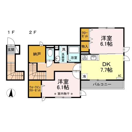 ラマージュVI (2DK/2階)の間取り写真