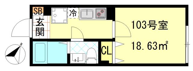 CFジオーレ川崎アネックス(1K/1階)の間取り写真