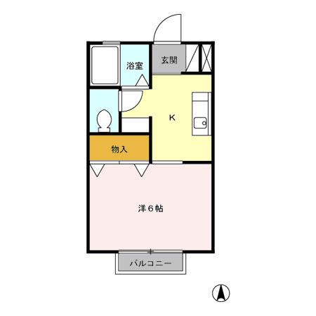 アルカディア(1K/1階)の間取り写真