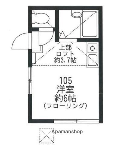 横浜アルハンブラの杜(1K/1階)の間取り写真