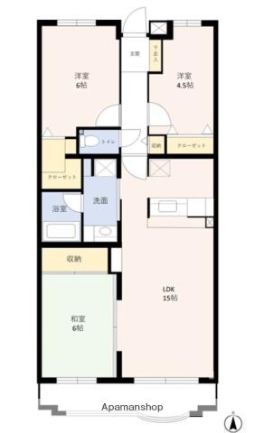 メゾンベール壱番館 3階階 間取り