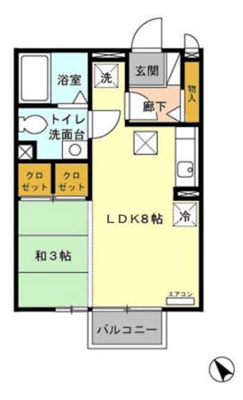 みそのハウス(1LDK/1階)の間取り写真