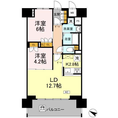 リーラ横浜川和町(2LDK/5階)の間取り写真
