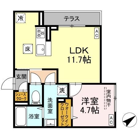 D PAINA 井土ケ谷中町(1LDK/1階)の間取り写真