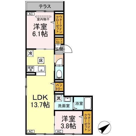 D PAINA 井土ケ谷中町(2LDK/1階)の間取り写真