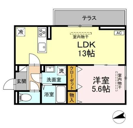 アンソレイユ宮ノ上(1LDK/1階)の間取り写真