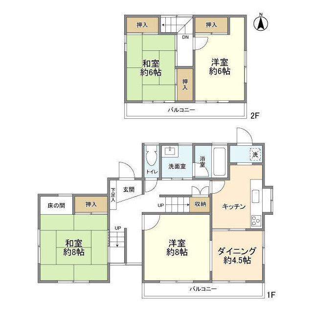 横須賀線 東戸塚駅 バス乗車時間：11分 上柏尾第二公園入口バス停で下車 徒歩2分 2階建 築53年(4DK)の間取り写真