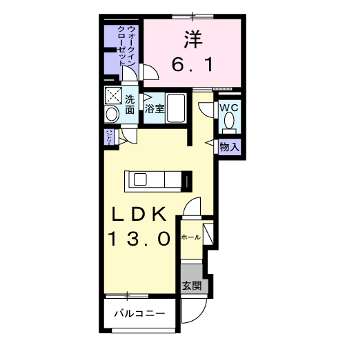 セゾン プロスペレ(1LDK/1階)の間取り写真