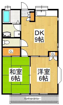 ウインベルB(2DK/2階)の間取り写真