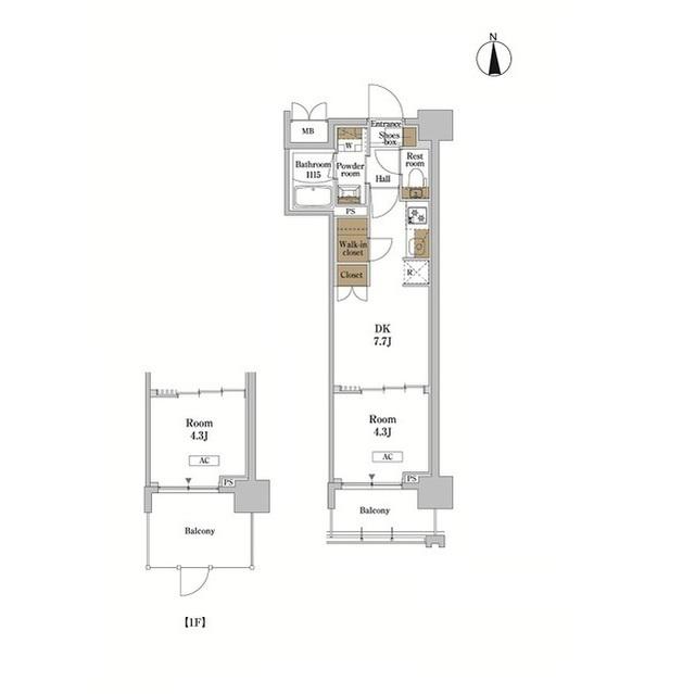 RJRプレシア蒲田(1DK/6階)の間取り写真