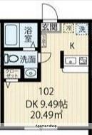 ラフィーネ上大岡ⅡB棟(ワンルーム/1階)の間取り写真