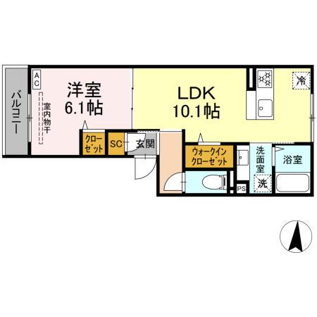 D PAINA 新羽町II(1LDK/3階)の間取り写真