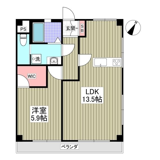 山栄ハイツ(1LDK/2階)の間取り写真