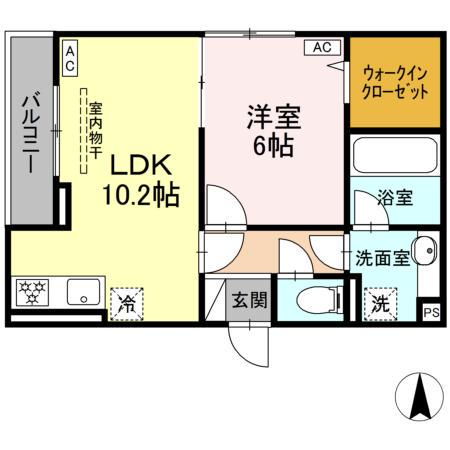 D PAINA 今井南町(1LDK/2階)の間取り写真