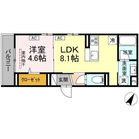 フラクタス南林間(1LDK/2階)の間取り写真