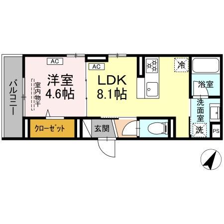 フラクタス南林間(1LDK/3階)の間取り写真