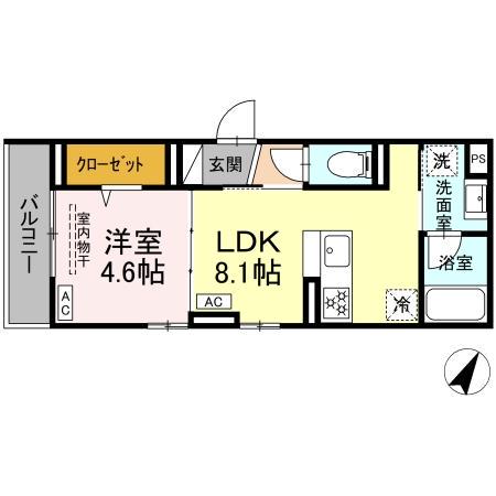 フラクタス南林間(1LDK/3階)の間取り写真