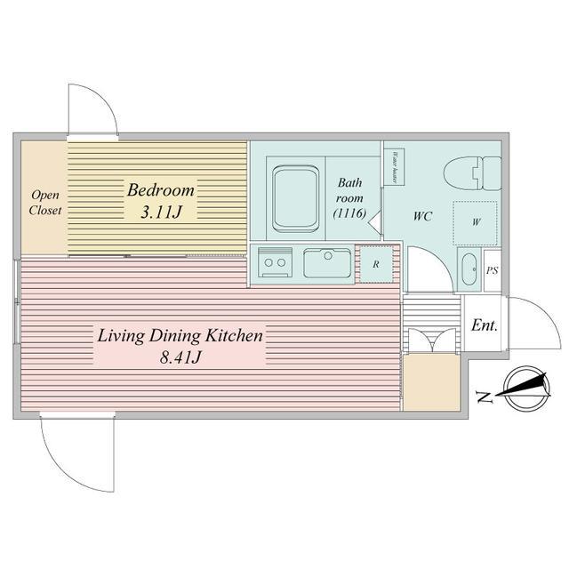 LIVEFLAT馬込(1LDK/1階)の間取り写真