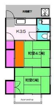 コーポ角田(2K/2階)の間取り写真