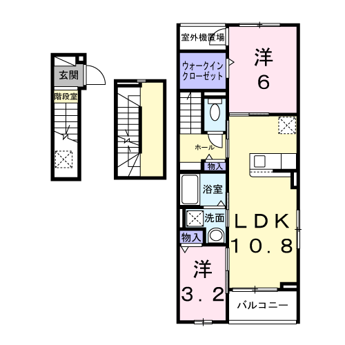 カルム シーダ(2LDK/3階)の間取り写真