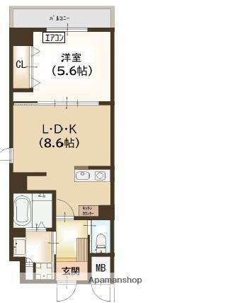 協栄ビル(1LDK/5階)の間取り写真
