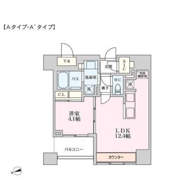 プライマル品川大井町(1LDK/6階)の間取り写真