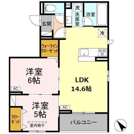 シャルムコート(2LDK/3階)の間取り写真