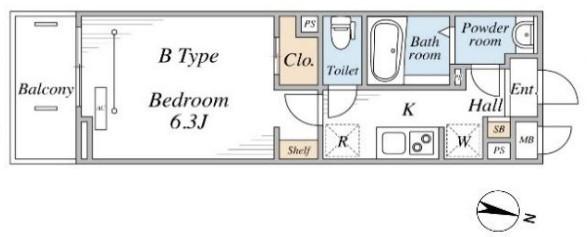 リブリ・西横浜2(1K/1階)の間取り写真