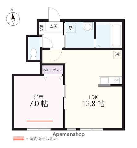 QUIET CRAB HOUSE MIX西谷A号棟(1LDK/1階)の間取り写真