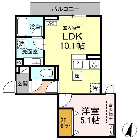 リートゥス湘南辻堂(1LDK/1階)の間取り写真