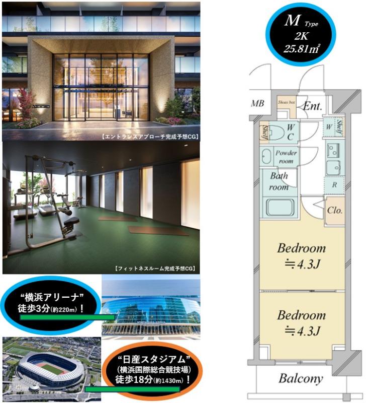 ドゥーエ新横浜(2K/3階)の間取り写真