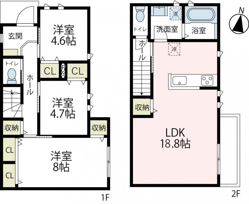 東急目黒線 新丸子駅 徒歩9分 2階建 新築(3LDK)の間取り写真