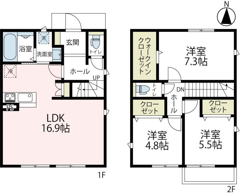 京浜東北・根岸線 磯子駅 徒歩18分 2階建 新築(3LDK)の間取り写真