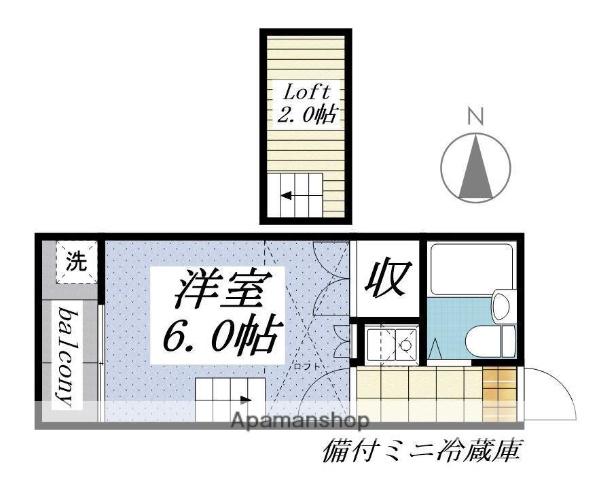 ゼフィランサス衣笠(1K/2階)の間取り写真