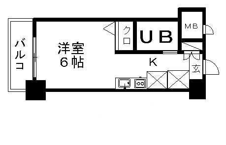 エヴェナール二子新地(ワンルーム/9階)の間取り写真