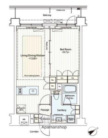 カスタリア鶴見(1LDK/1階)の間取り写真
